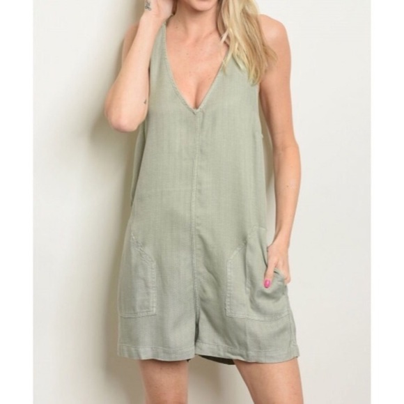 LAST one! DESERT Sage Super Soft Tencel Romper - Picture 1 of 7